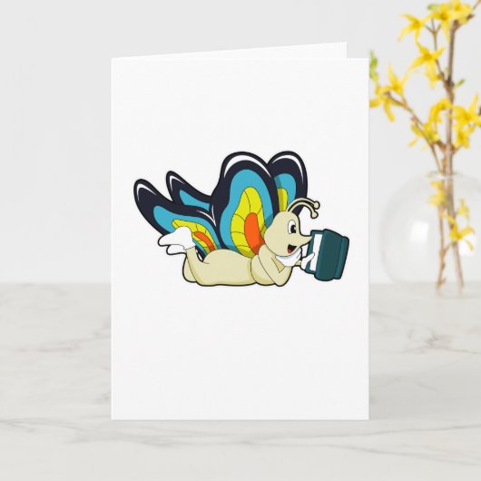 Schmetterling in Reading mit Buch Karte (Gelbe Blume)