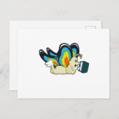 Schmetterling in Reading mit Buch Postkarte (Vorne/Hinten)