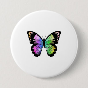 Schmetterling in Regenbogenfarben Button
