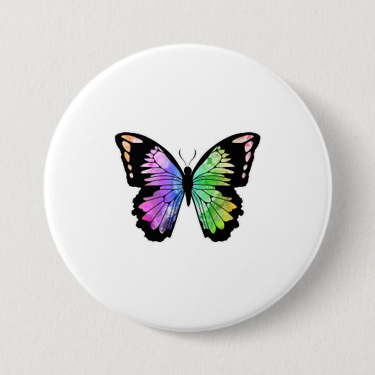 Schmetterling in Regenbogenfarben Button (Vorderseite)