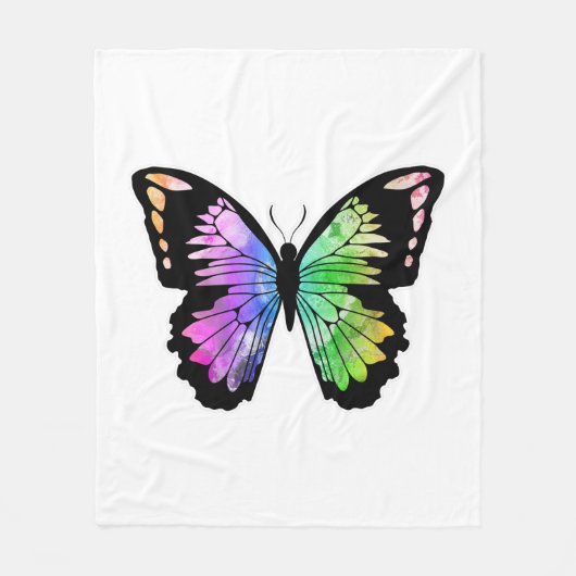Schmetterling in Regenbogenfarben Fleecedecke (Vorderseite)