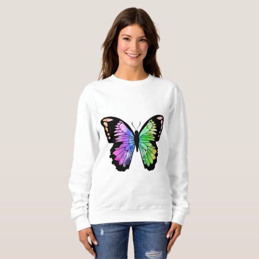 Schmetterling in Regenbogenfarben Sweatshirt (Vorne ganz)