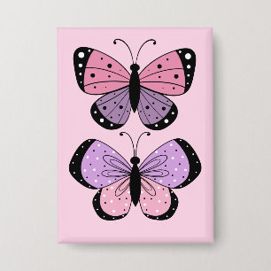 Schmetterling in Rosa und Lila Button