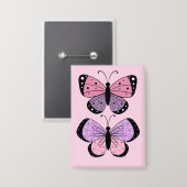 Schmetterling in Rosa und Lila Button (Vorderseite/Rückseite)