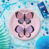 Schmetterling in Rosa und Lila Pappteller (Party)