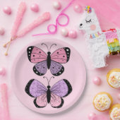Schmetterling in Rosa und Lila Pappteller (Party)