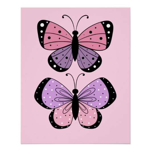 Schmetterling in Rosa und Lila Poster (Vorderseite)