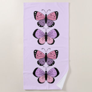 Schmetterling in Rosa und Lila Strandtuch