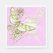 Schmetterling in Rosa, Zitrone und Limette Serviette (Vorderseite)