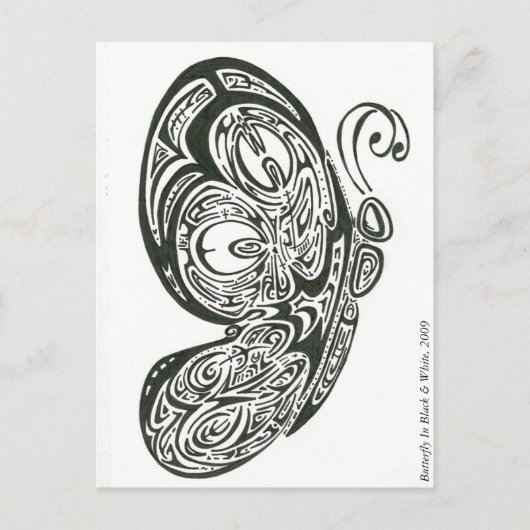 Schmetterling in Schwarz/Weiß, 2009 Postkarte (Vorderseite)