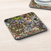 Schmetterling in Vintager Gartendarstellung Getränkeuntersetzer (Linke Seite)