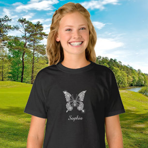 Schmetterling in White Diamonds, Script Name, Blac T-Shirt