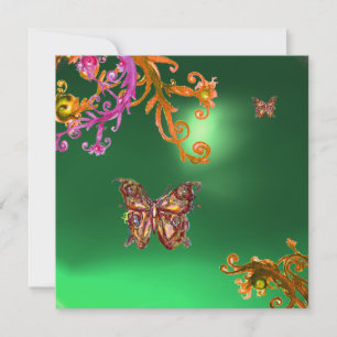 SCHMETTERLING JADE GRÜN, hellrosa gelb braun Einladung