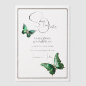 Schmetterling Juwel Smaragdgrün Silber Save the Da Pergament Einladungen (Vorderseite)