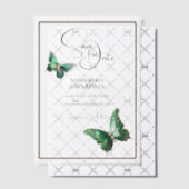 Schmetterling Juwel Smaragdgrün Silber Save the Da Pergament Einladungen (Versetzt (Einladung))