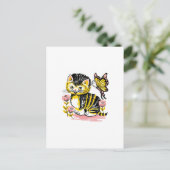 Schmetterling & Kätzchen Postkarte (Stehend Vorderseite)