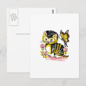 Schmetterling & Kätzchen Postkarte (Vorne/Hinten)