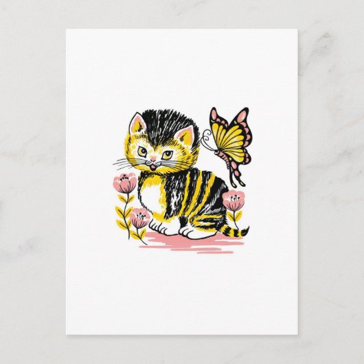 Schmetterling & Kätzchen Postkarte (Vorderseite)