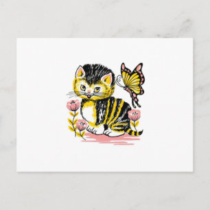 Schmetterling & Kätzchen Postkarte