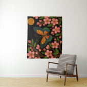 Schmetterling Kirschblüten Mond Wandteppich (Beispiel)