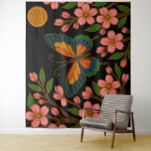 Schmetterling Kirschblüten Mond Wandteppich (Beispiel)