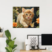 *~* Schmetterling Kitty Blume 5:4 Kätzchen AP68 Poster (Heimbüro)