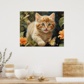 *~* Schmetterling Kitty Blume 5:4 Kätzchen AP68 Poster (Küche)