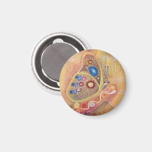 Schmetterling klein, 1¼ Zoll runder Magnet (Vorderseite/Rückseite)