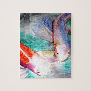Schmetterling Koi Wasserfarbe japanische Puzzle