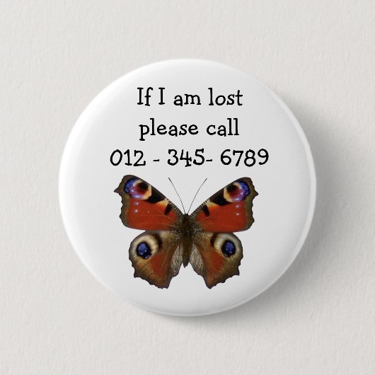 Schmetterling, Kontakt mit Kindern Button (Vorderseite)