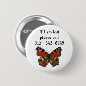 Schmetterling, Kontakt mit Kindern Button (Vorne & Hinten)