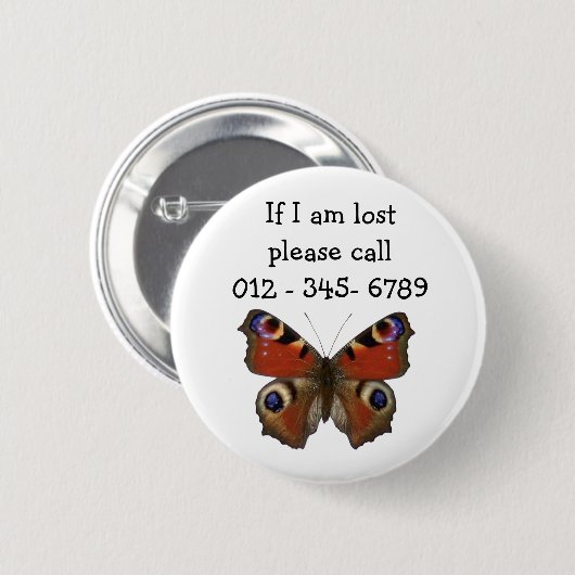 Schmetterling, Kontakt mit Kindern Button (Vorne & Hinten)