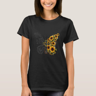 Schmetterling Kreuz Sonnenblume Gott Glaube Jesus T-Shirt