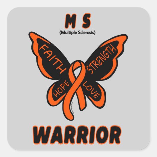 Schmetterling/Krieger...MS Quadratischer Aufkleber (Vorderseite)