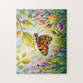Schmetterling legt Eier unter ein Blatt Puzzle (Vertikal)