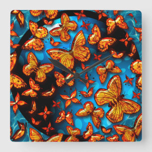 Schmetterling-Liebe 1 Wandleuchte Optionen Quadratische Wanduhr