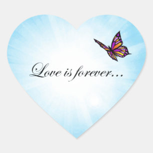 Schmetterling "LIEBE ist Forever " Herz-Aufkleber