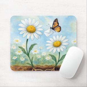 Schmetterling liefert Post an eine Margerite Mousepad