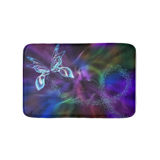 Schmetterling Lila Abstrakt Bath Mat Badematte (Vorderseite)