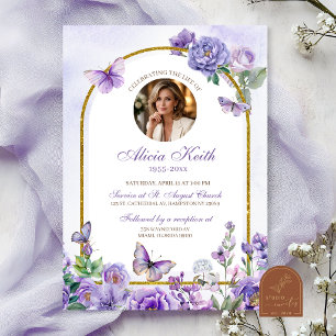 Schmetterling Lila Floral Trauer Einladung