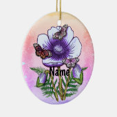 Schmetterling Lila Mohn Keramik Ornament (Rechts)