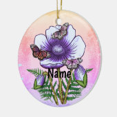 Schmetterling Lila Mohn Keramik Ornament (Links)