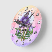 Schmetterling Lila Mohn Runde Wanduhr (Winkel)