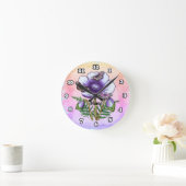 Schmetterling Lila Mohn Runde Wanduhr (Zuhause)