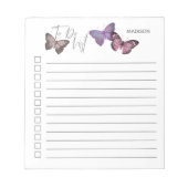 Schmetterling Lila und Graue Personalisierte Check Notizblock (Vorderseite)