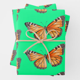 Schmetterling limettengrün geschenkpapier set