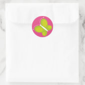 Schmetterling [Limon + rosa] Runder Aufkleber (Tasche)