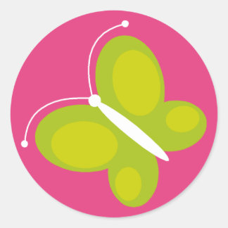 Schmetterling [Limon + rosa] Runder Aufkleber