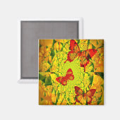 Schmetterling Mandala Quadrat Magnet (Vorderseite/Rückseite)