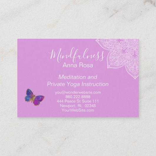 *~* Schmetterling Mandala Reiki Yoga Visitenkarte (Rückseite)